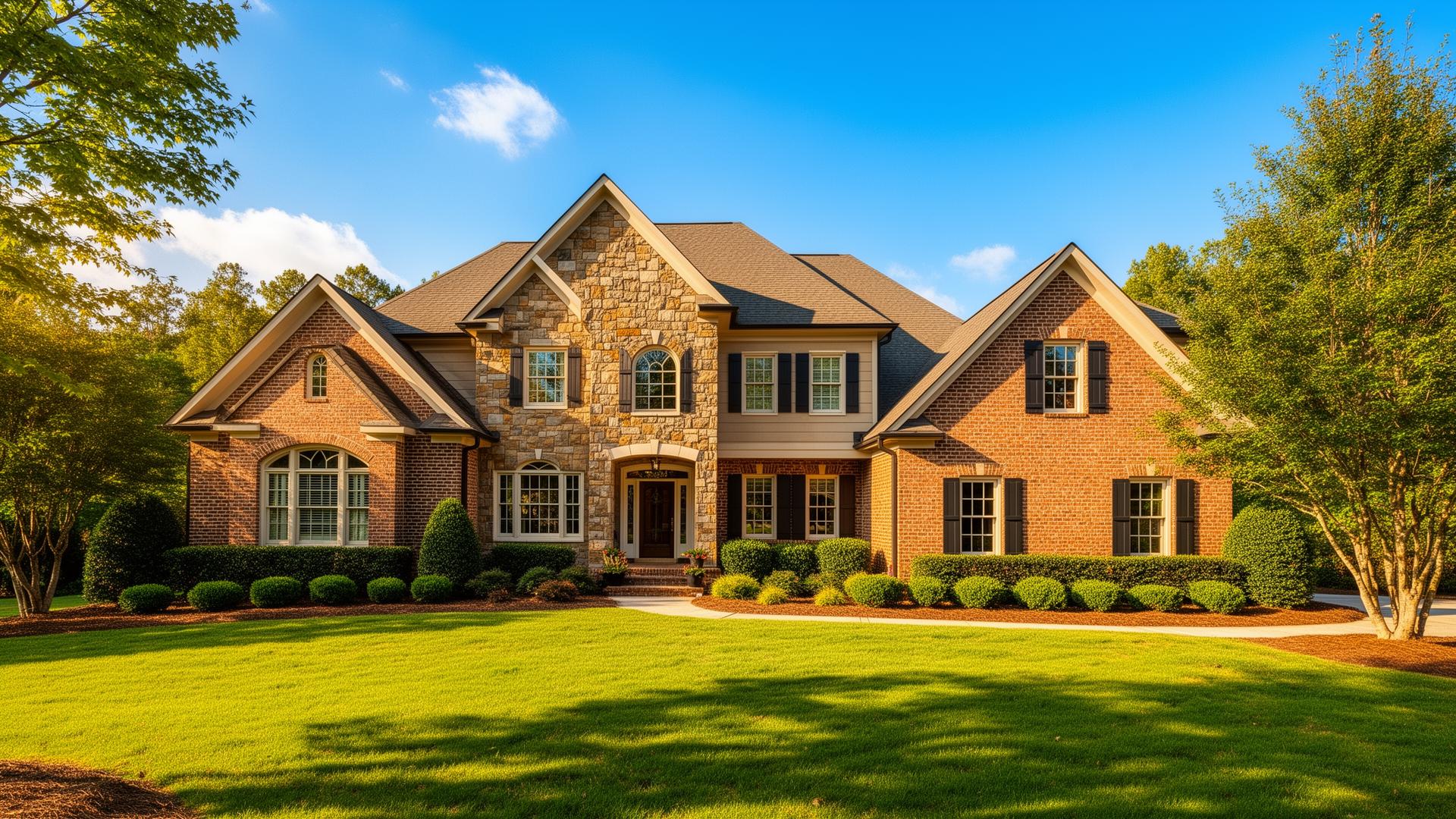 Luxury North Atlanta home on a bright sunny day